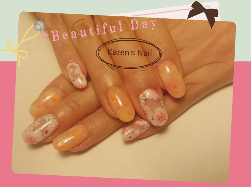 Beautiful Day aren's Nail,finger,nail,hand,orange,peach
