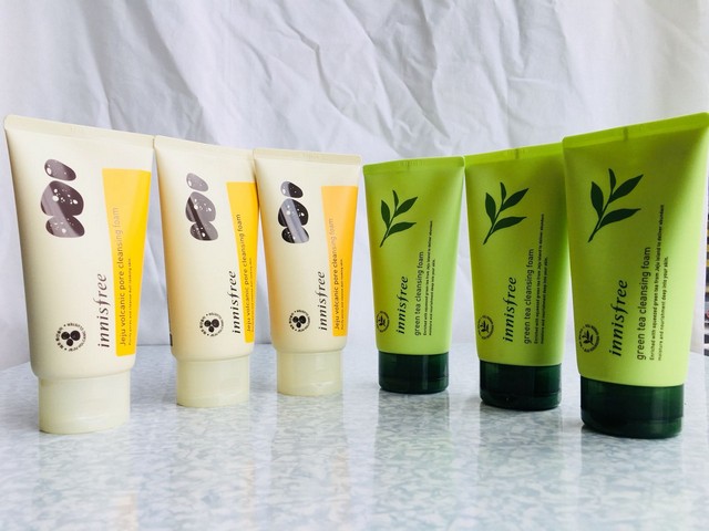 innisfree Jeju volcanic pore cleansing foan innisfree ing foam innisfree innisfree green tea cleansing foam innistree green tea cleansing foam innisfree green tea cleansing foarm,yellow,product,product,skin care,