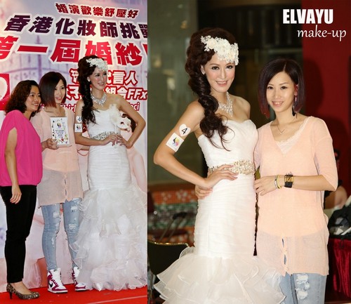 媚演歡樂舒壓好 ELVAYU 香港化妝師 make-up,gown,fashion accessory,bridal clothing,shoulder,wedding dress