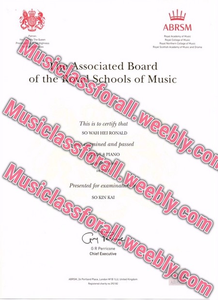 ABRSM y College of Music Associated Board of the iSchools of Music This is to certify that SO WAH HEI RONALD ined and passed PIANO Presented for examina SO KIN KA G R Perricone Chief Executive,text,pink,font,line,