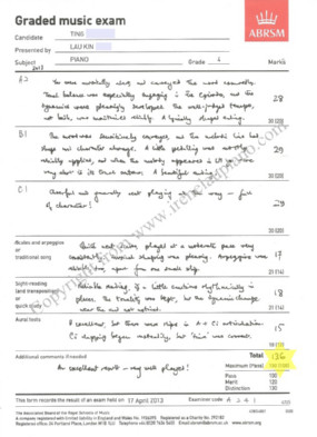 Graded music exam ABRSM Mark w.ire,text,font,paper,document,line
